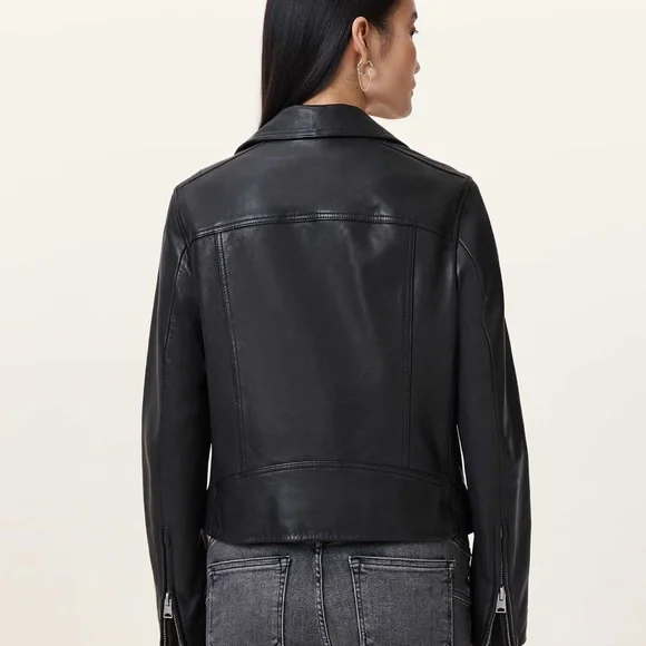 All Saints Dalby Leather Slim Fit Leather Biker Jacket - Picture 5 of 9